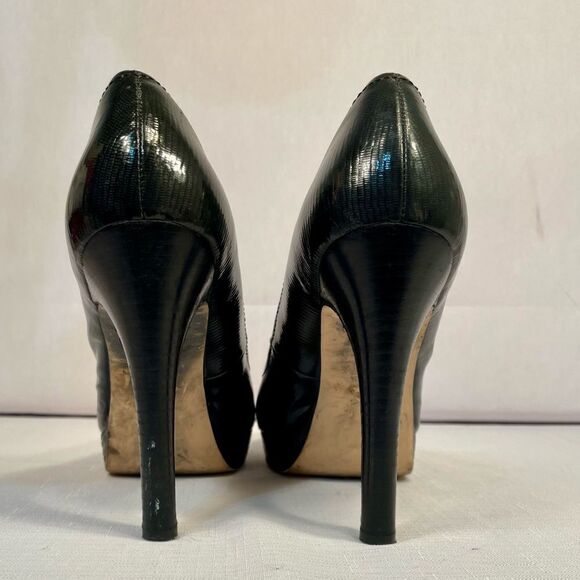 BLACK PLATFORM LEATHER PUMPS WITH 5” HEEL BY CALVIN KLEIN SIZE 10 - Picture 5 of 6